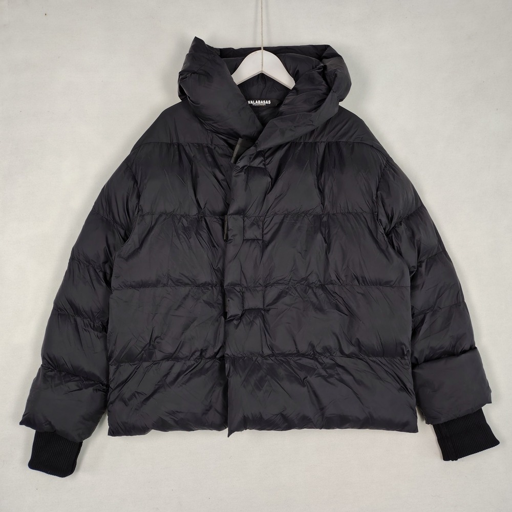 Valabasas Black Puffer Jacket Mens Small Hooded Quilted Streetwear Coat